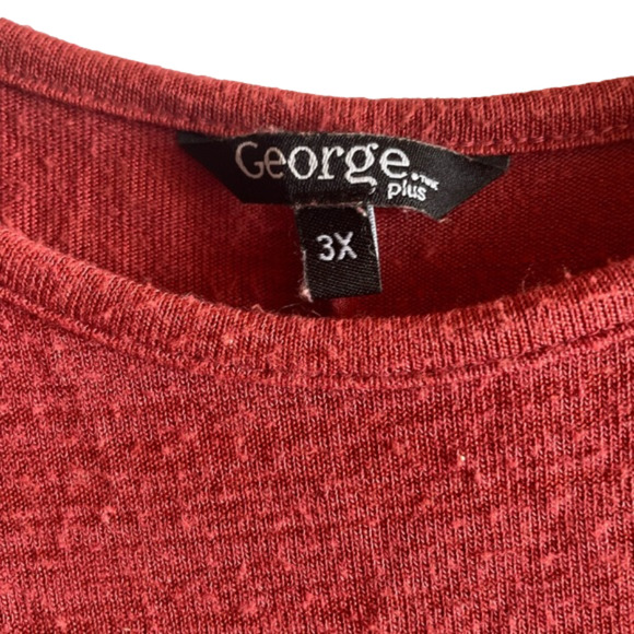 PLUS size George 3X rust coloured short sleeve top cut out style tie up sleeves - Picture 4 of 5